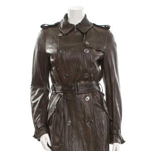 Burberry Brit Chocolate Leather Trench Coat